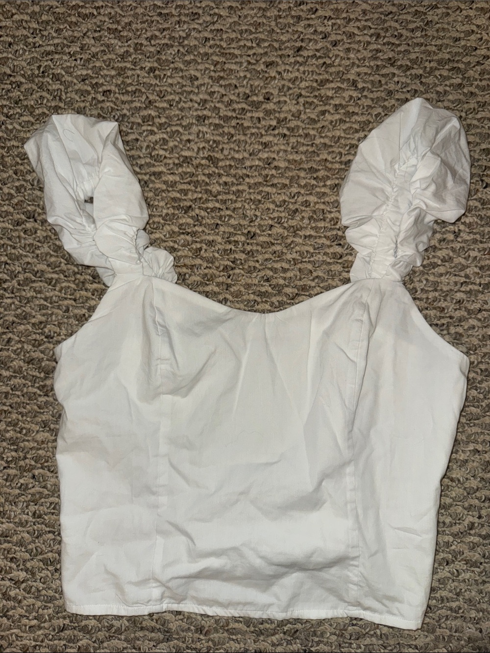 Abercrombie & Fitch White Ruched-Strap Crop Top